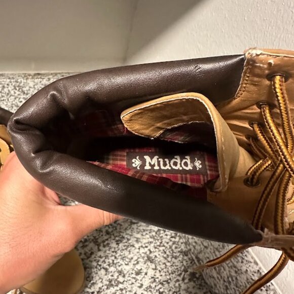 Mudd Lace-Up Heeled Combat Boots Tan Size 10 - Picture 3 of 4